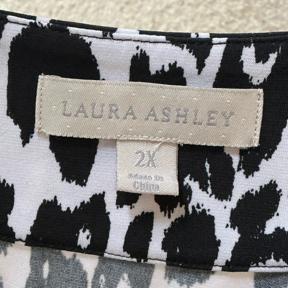 Laura Ashley Black and White Leopard Print Beaded Neckline Camisole - Picture 6 of 7